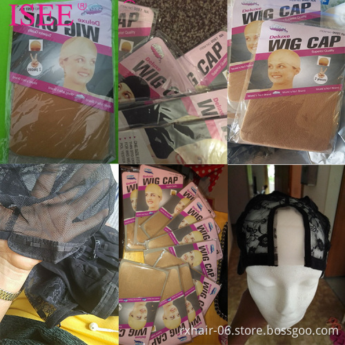 ISEE Adjustable Wig Caps for Making Wigs,Glueless Swiss Lace Brown Black Braid Wig Cap